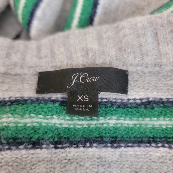 J Crew XS Crewneck Sweater Wool Alpaca Boxy Oversized Striped - Picture 2 of 5